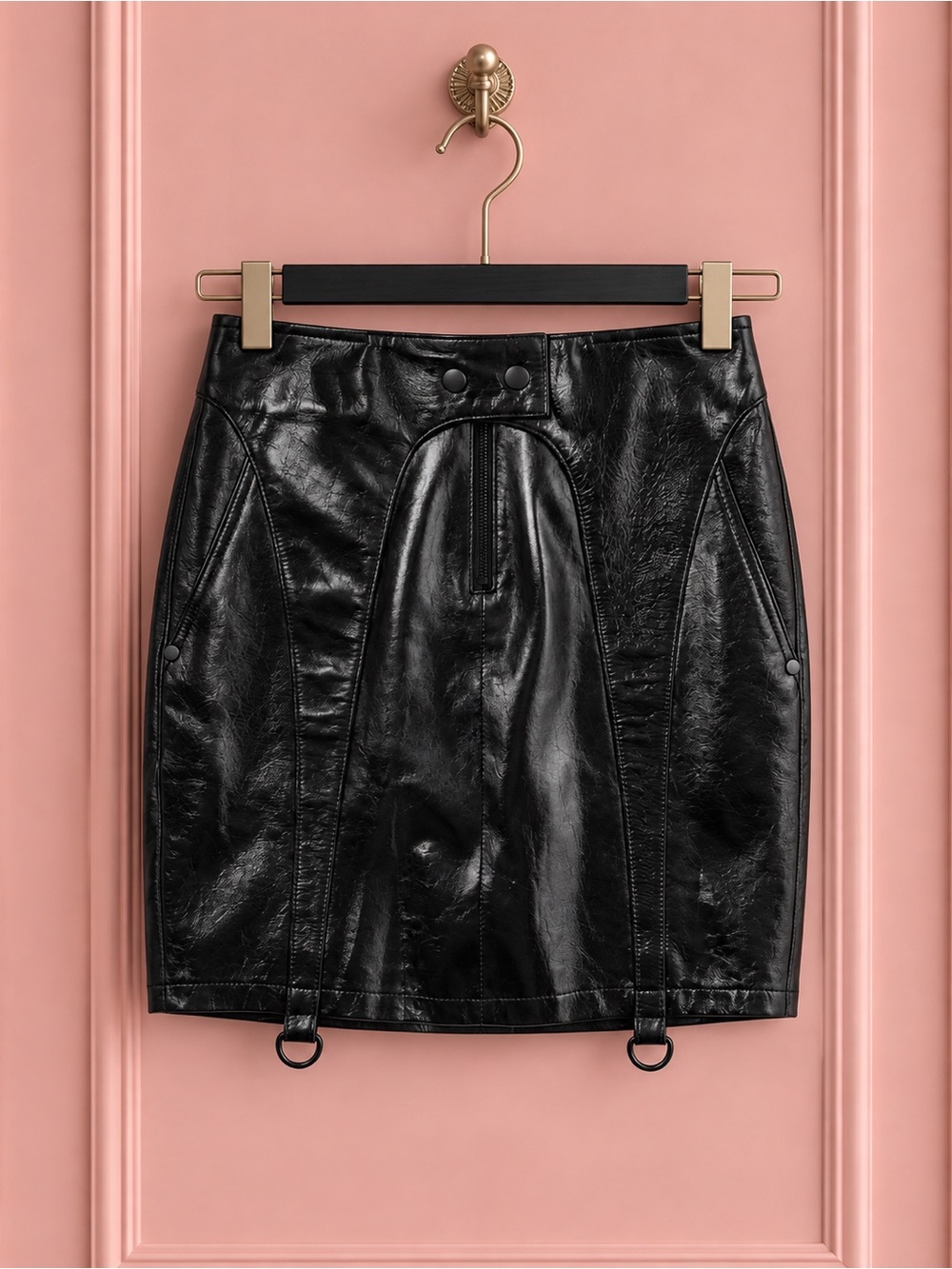 RtA Black Leather Mini Skirt Size 0